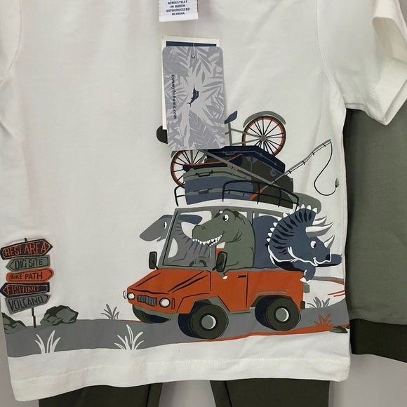 Tommy Bahama Kids Safari Graphic Tee - Cream and Orange 3 in 1 Outfit Set 3T - Picture 2 of 4